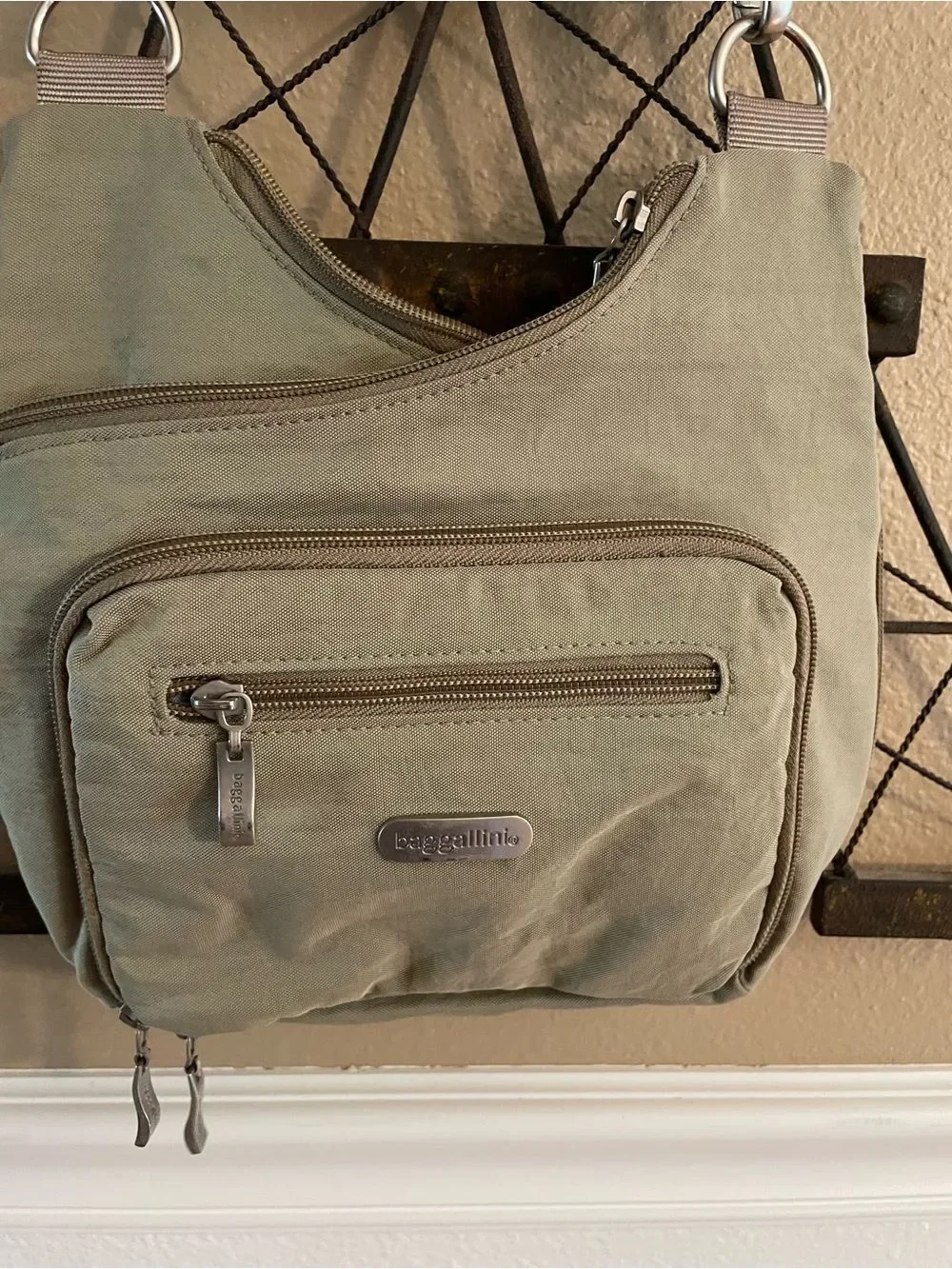 Baggallini Criss Cross Beige and Sky Blue Multi Sectional Crossbody Purse